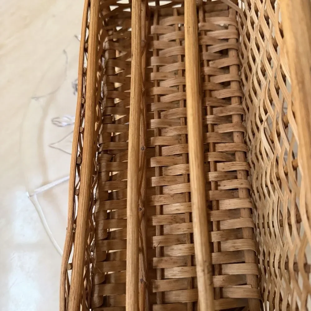 Vintage Wicker Rattan Divided Storage Basket Organizer Mail Utensil Holder 11”
